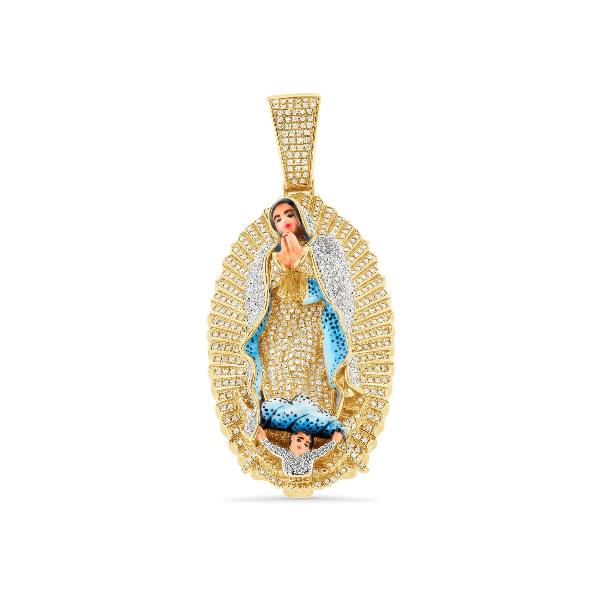 XL Our Lady of Guadalupe Pendant - Hand Painted - 1.99ctw