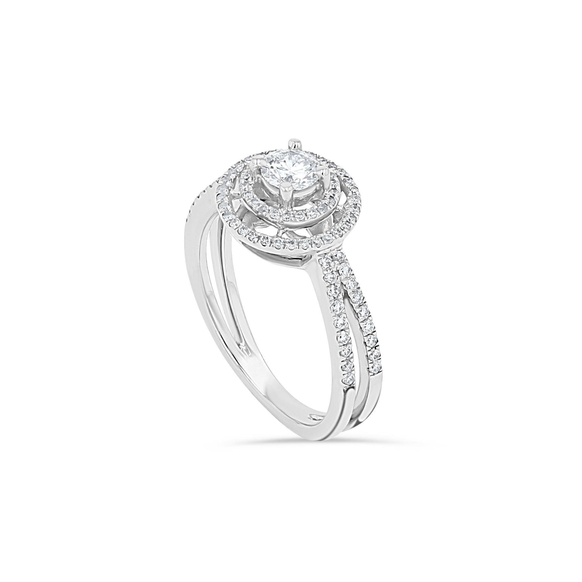 White Gold Round Halo Engagement Ring