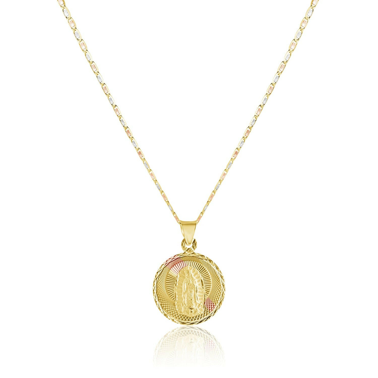 Small Tri-Color Our Lady of Guadalupe Medallion - Round