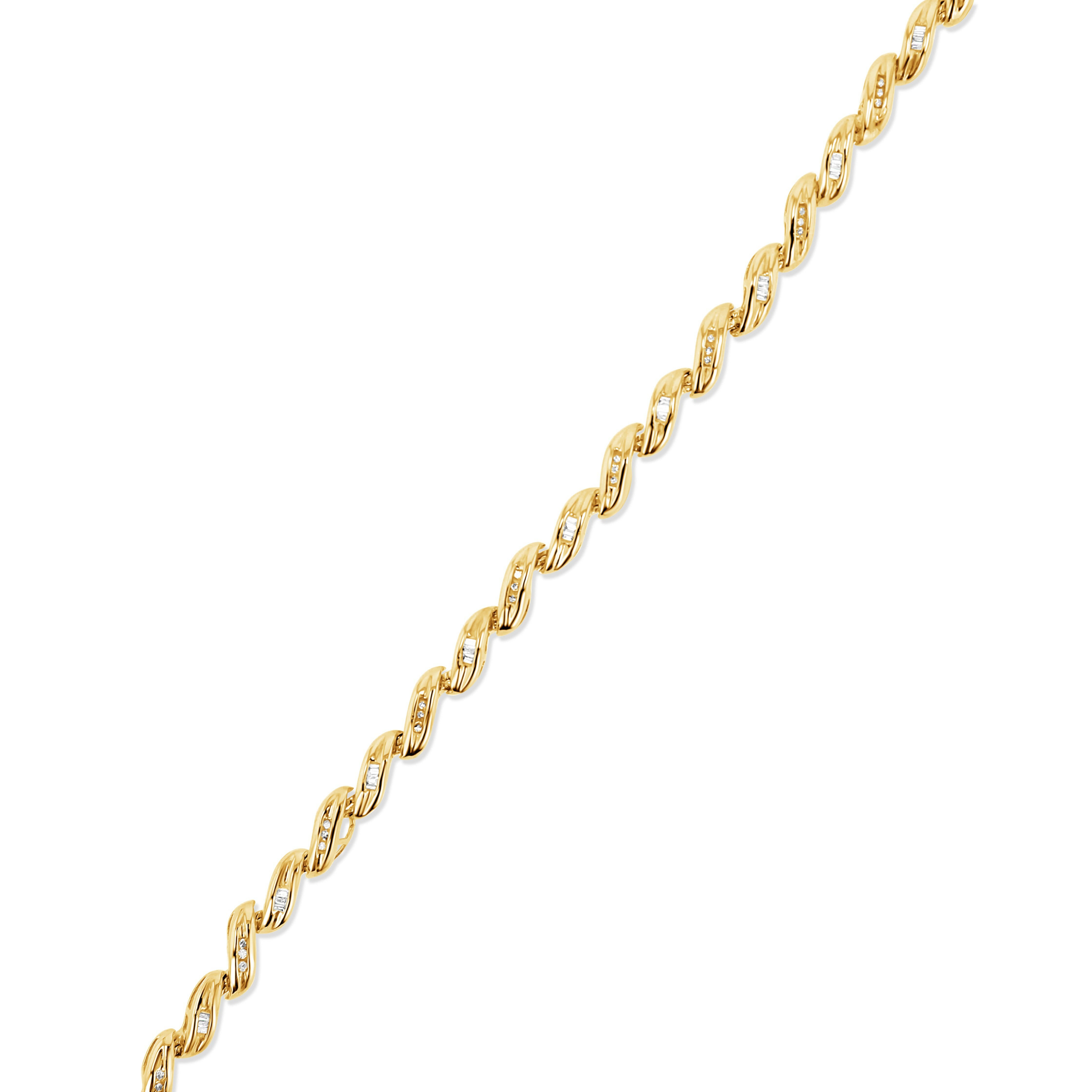 Diamond Baguette Twist Tennis Bracelet - 0.75 CTW