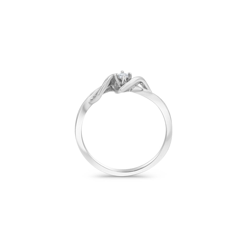 14K White Gold Intertwining Solitaire Ring