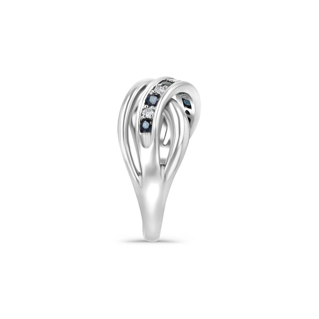 14K White Gold Alternating Channel Infinity Ring