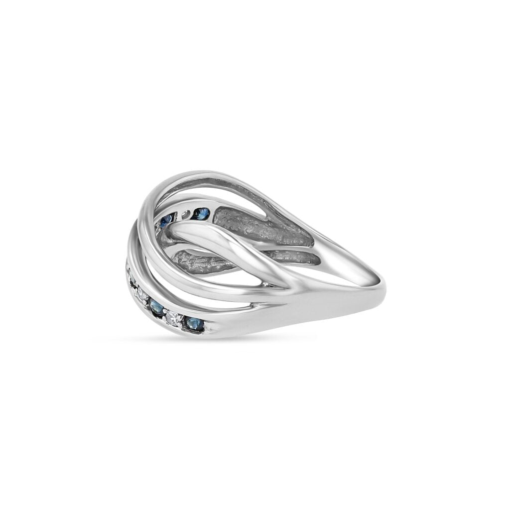 14K White Gold Alternating Channel Infinity Ring