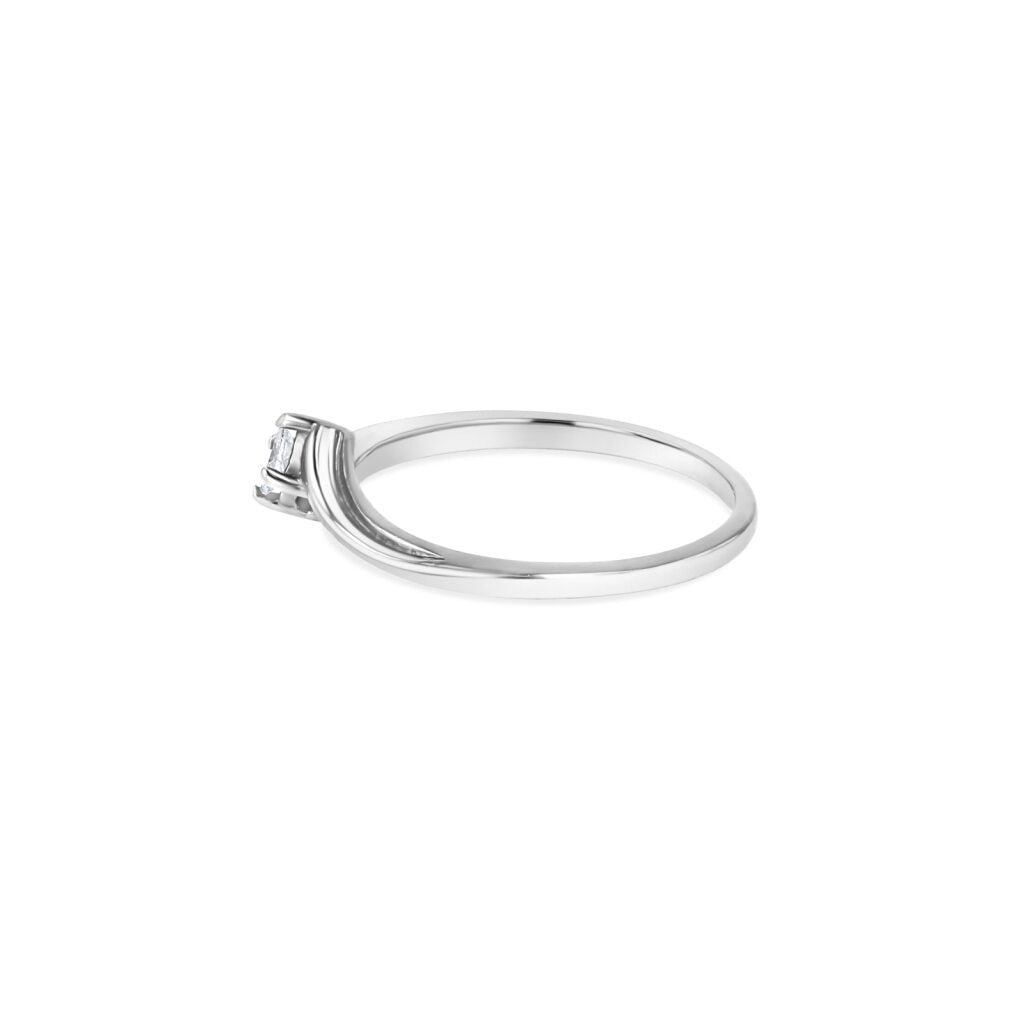 14K White Gold Dainty Princess Solitaire Ring