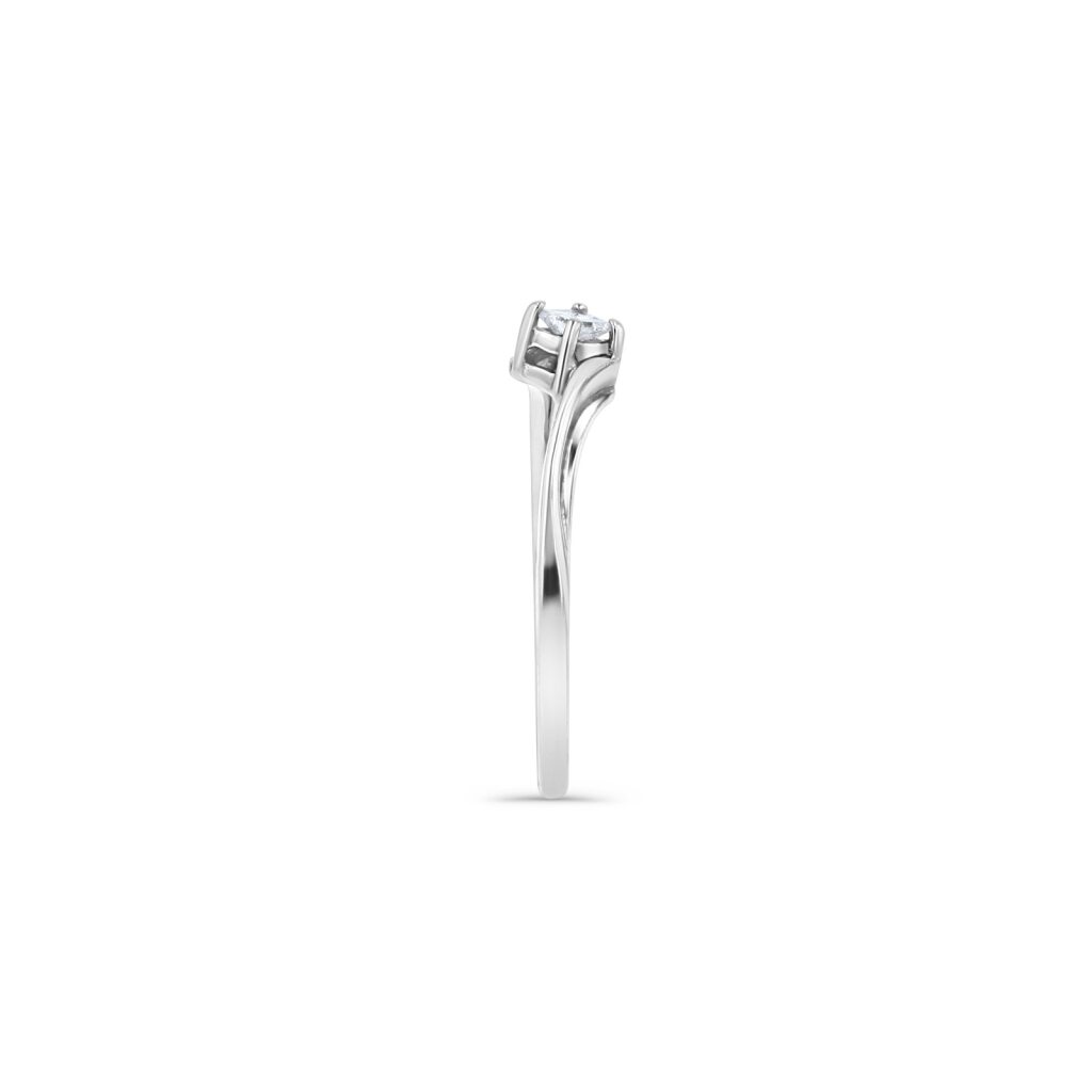 14K White Gold Dainty Princess Solitaire Ring
