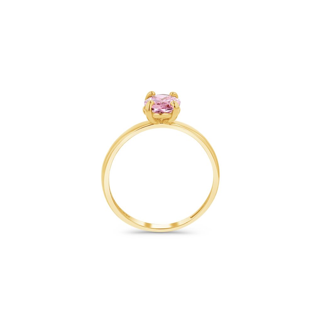 14K Gold Oval Birthstone Solitaire Ring