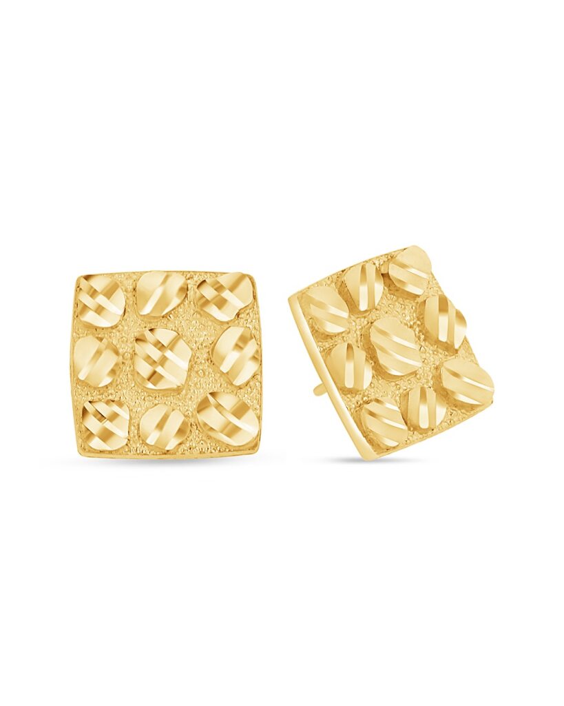 10K Gold Nugget Square Stud Earrings