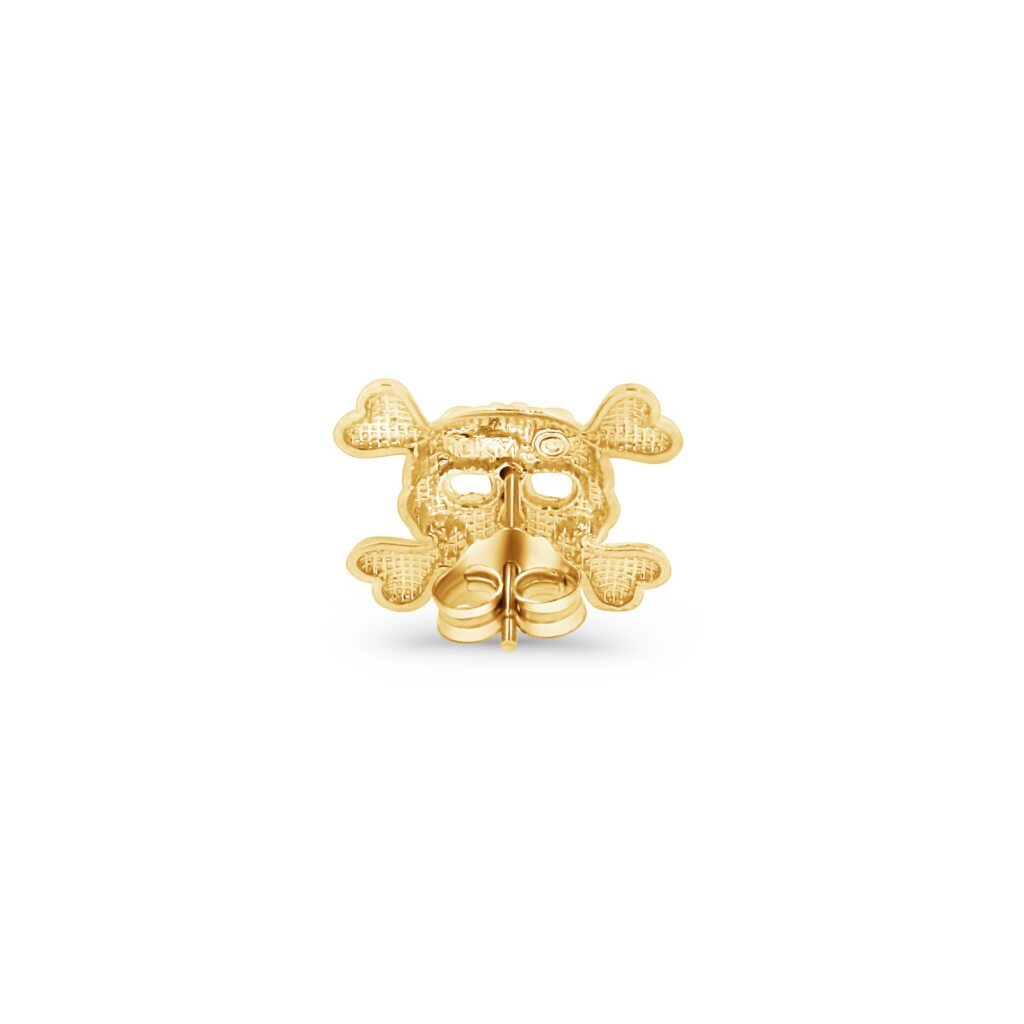 10K Gold Skull & Bones Stud Earrings