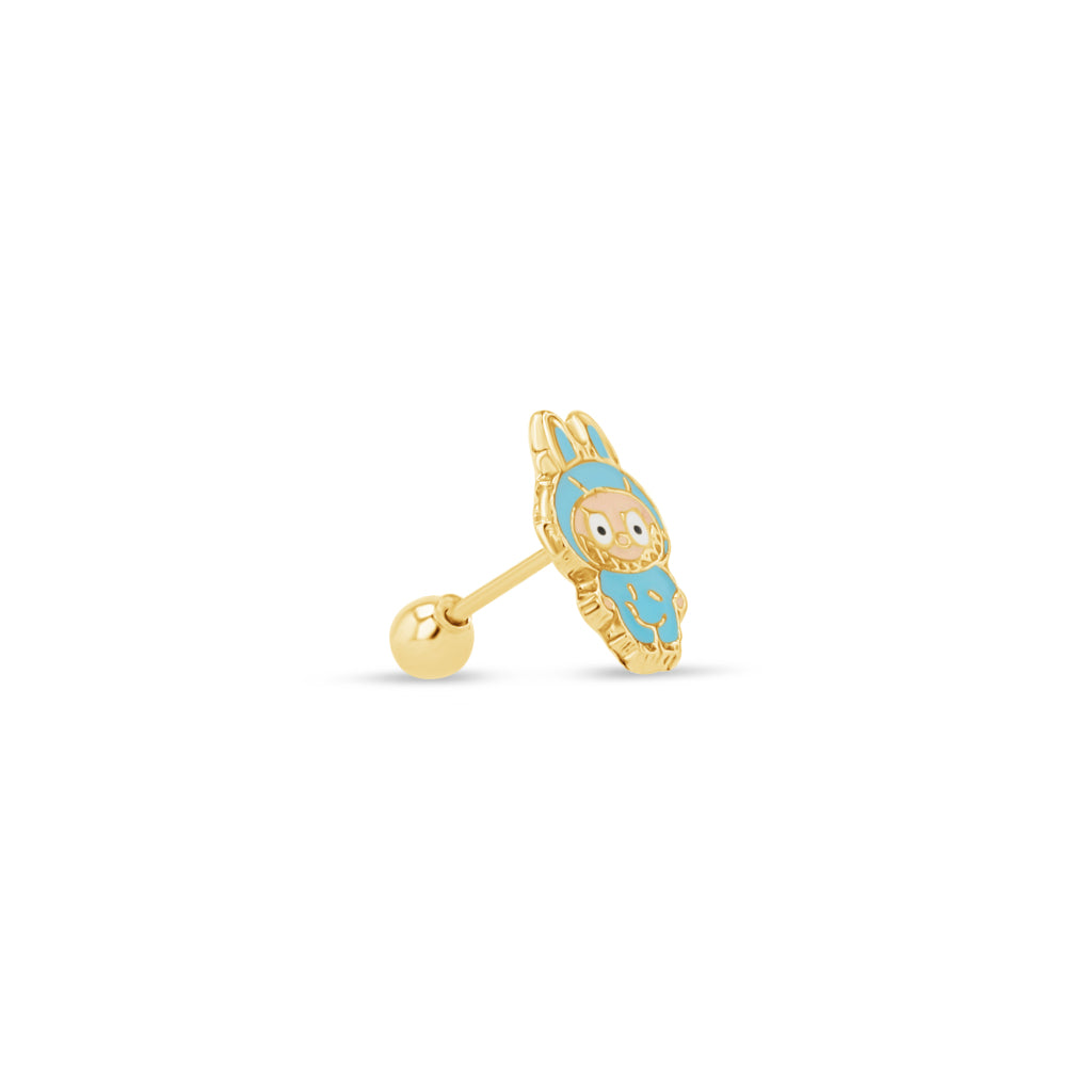 14K Gold Labubu Earrings Light Blue