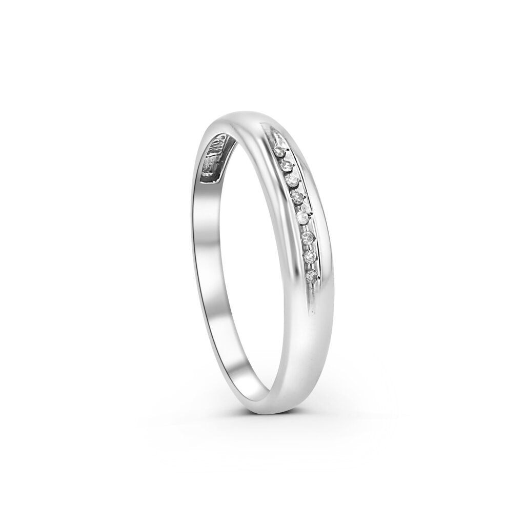 14K White Gold Simple Single Lane Band