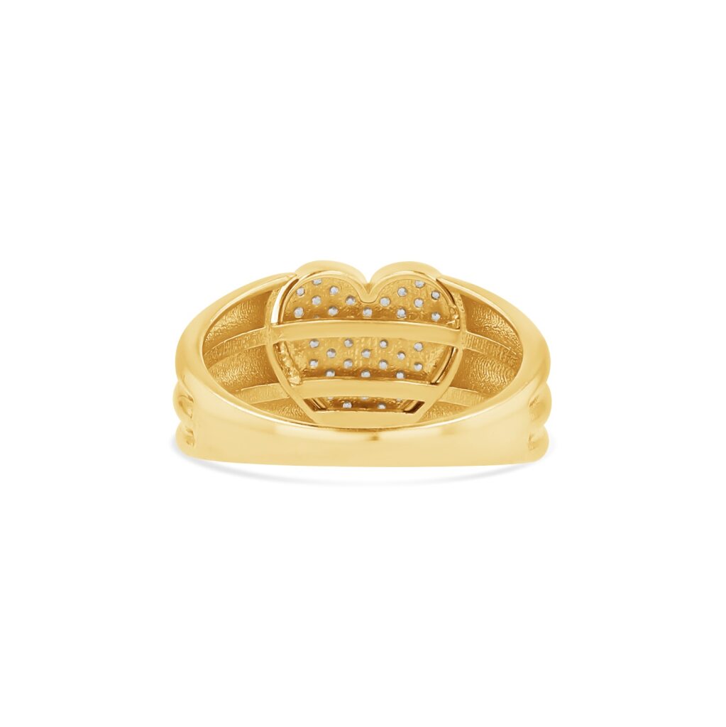 14K Two-Tone Pavé Heart Signet Ring