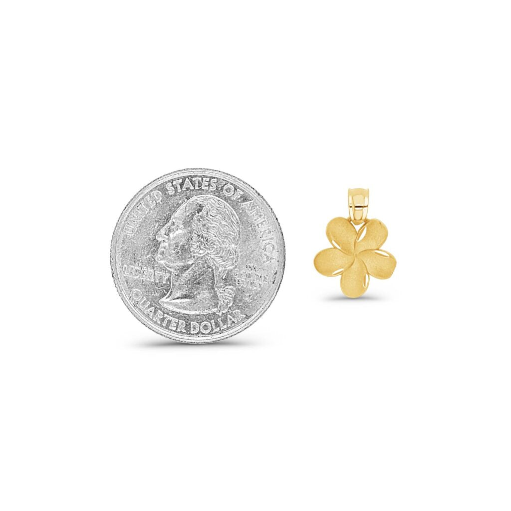 14K Gold Plumeria Flower Pendant