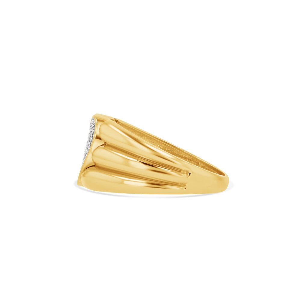 14K Two-Tone Pavé Heart Signet Ring