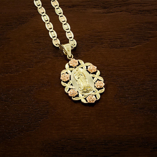 14K Gold Roses of Guadalupe Pendant