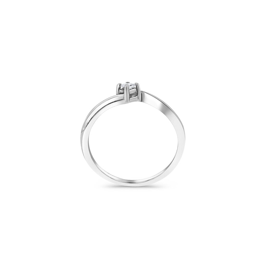 14K White Gold Dainty Princess Solitaire Ring