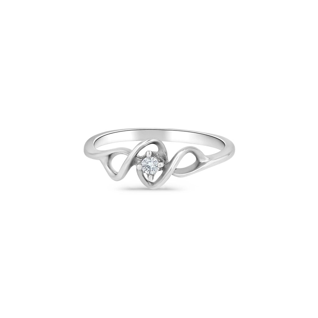 14K White Gold Intertwining Solitaire Ring