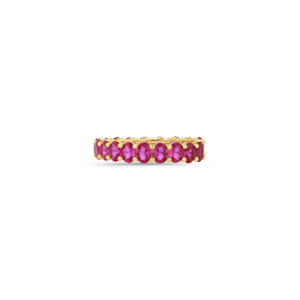 14K Gold Red Marquise Eternity Ring