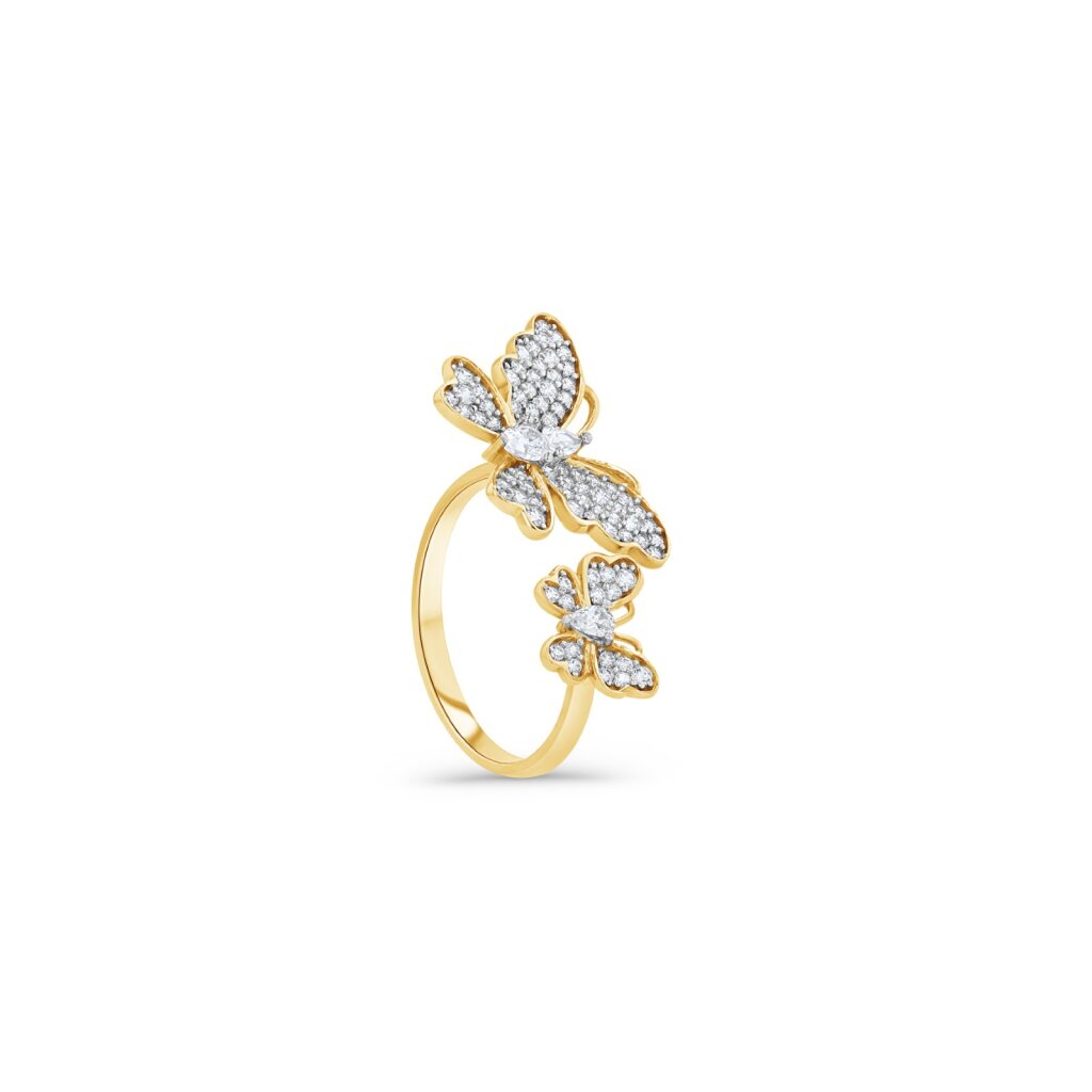 14K Gold Twin Butterfly Ring