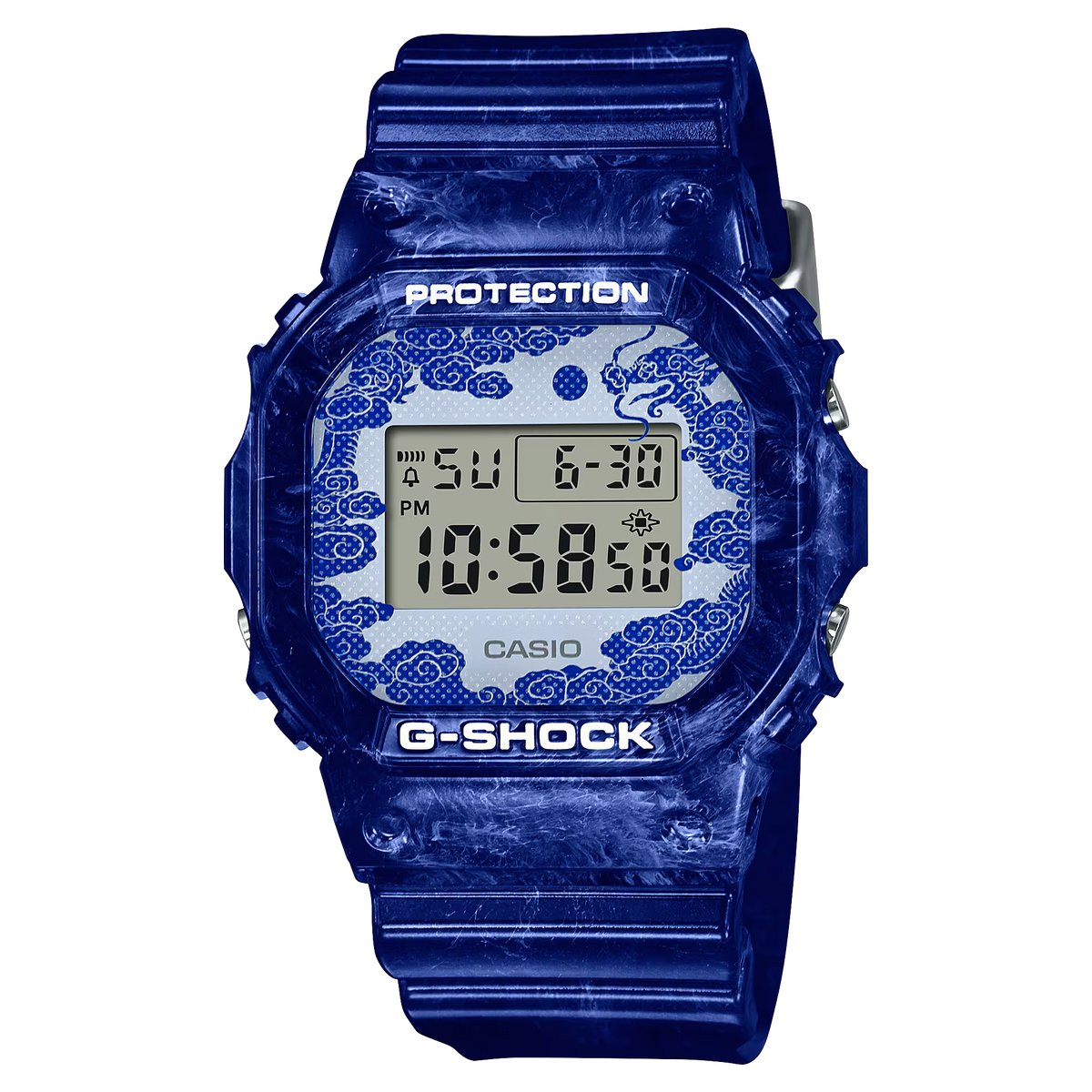 Luxury G-Shock limited edition watch with exquisite blue pottery design