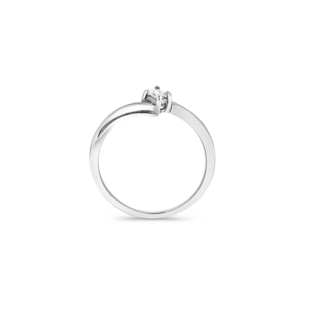 14K White Gold Dainty Princess Solitaire Ring