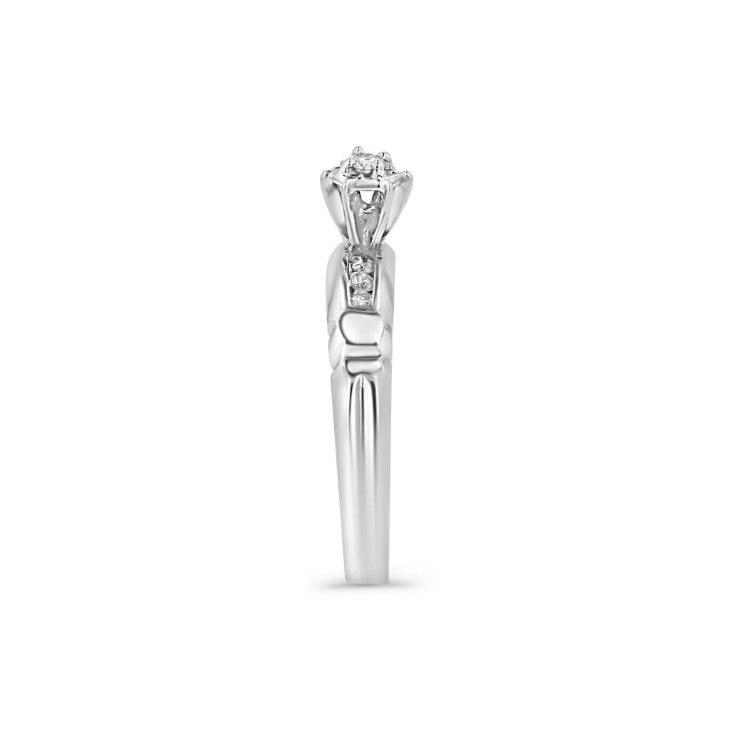 14K White Gold Antique Style Channel Engagement Ring
