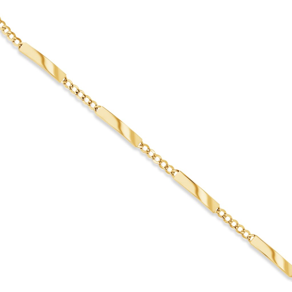 14K Gold Curb 4-Plaque Bracelet