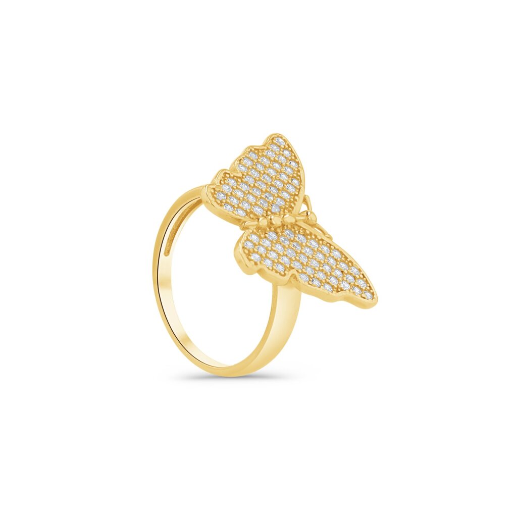 14K Gold Pavé Butterfly Ring