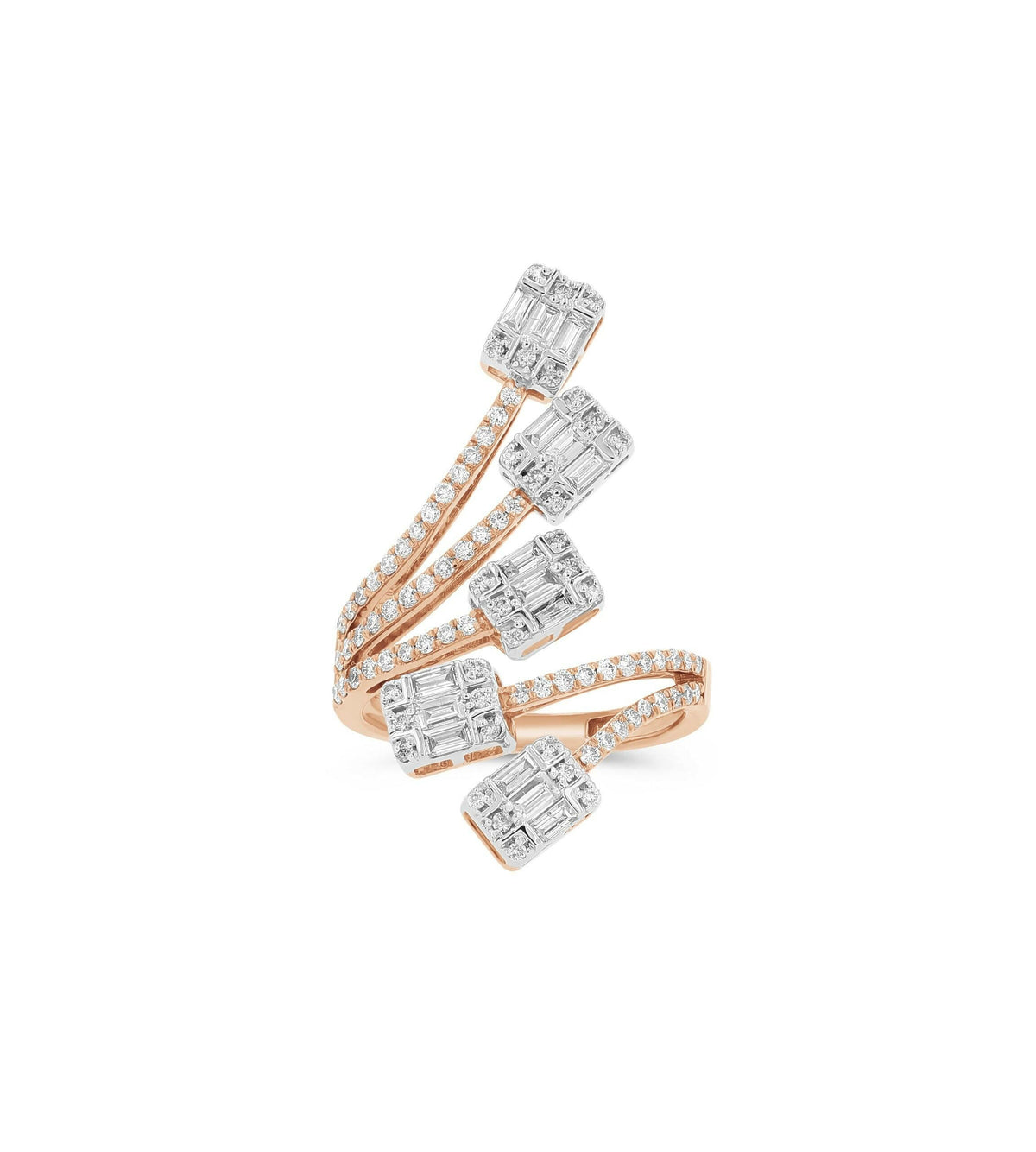 Anillo de cóctel de diamantes en oro rosa