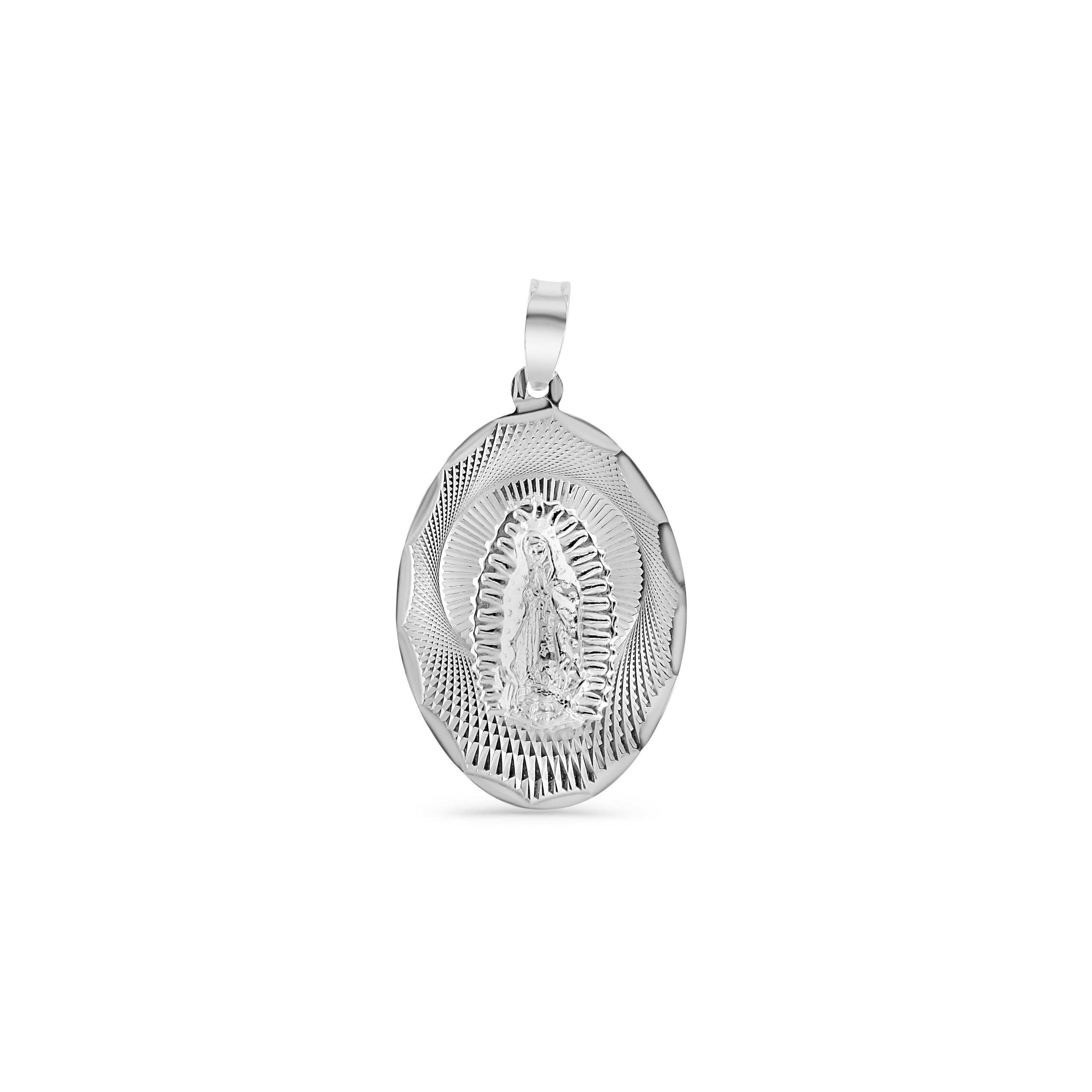.925 Silver Oval Our Lady of Guadalupe Pendant [s: 2.8g, M:4.2g, L:5.6g, XL: 11.1g].