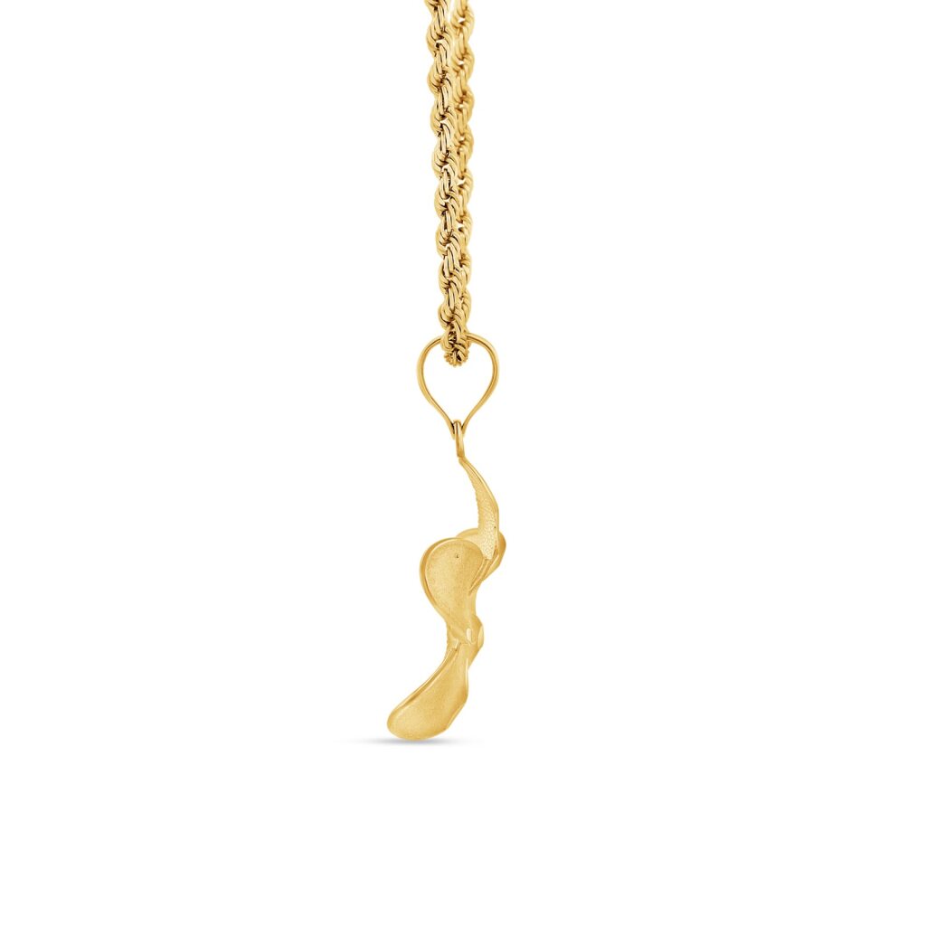 14K Gold Plumeria Flower Pendant