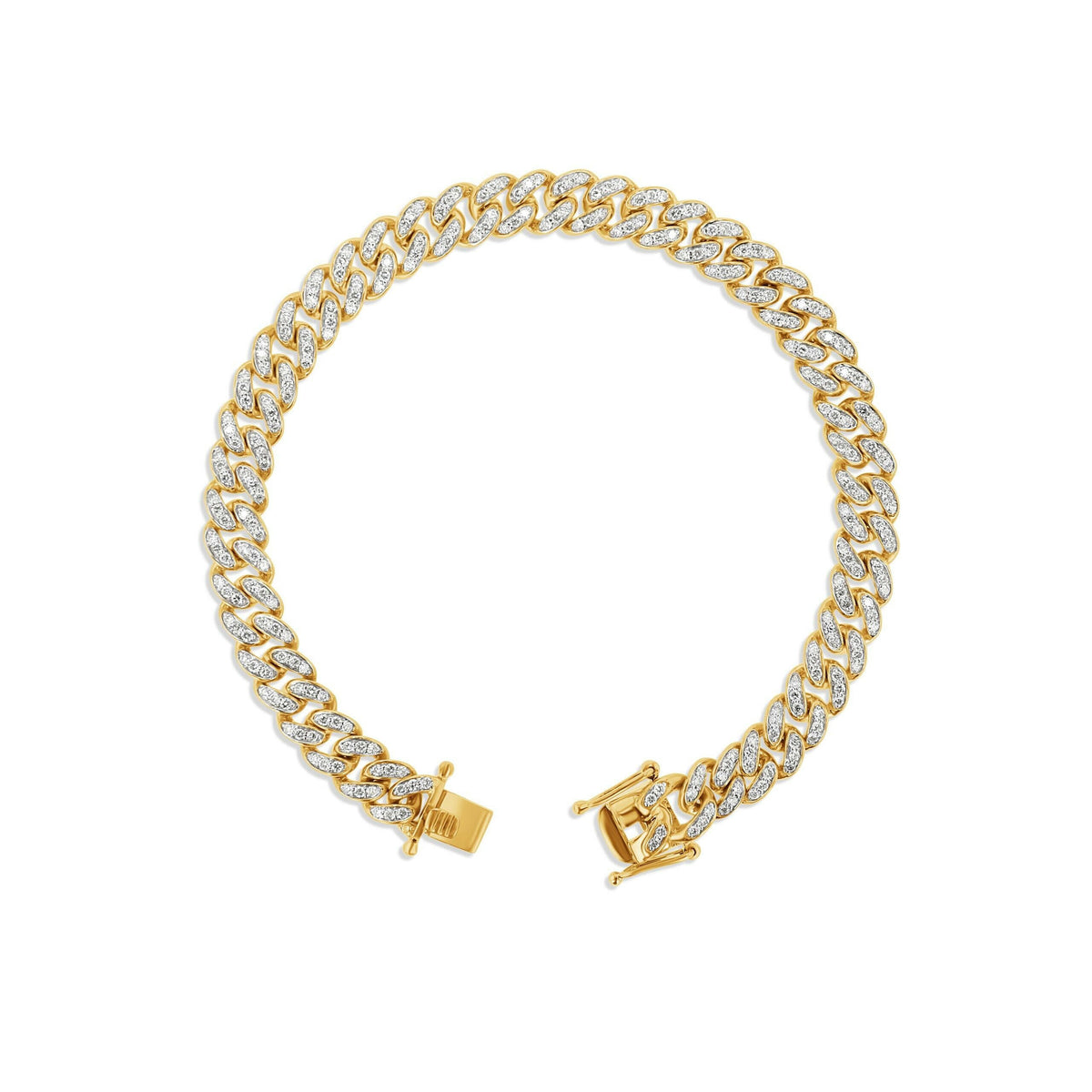 Pulsera cubana con pavé de diamantes (7,5 mm)