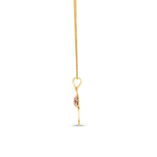 14K Two-Tone Gold Flower Cross Pendant