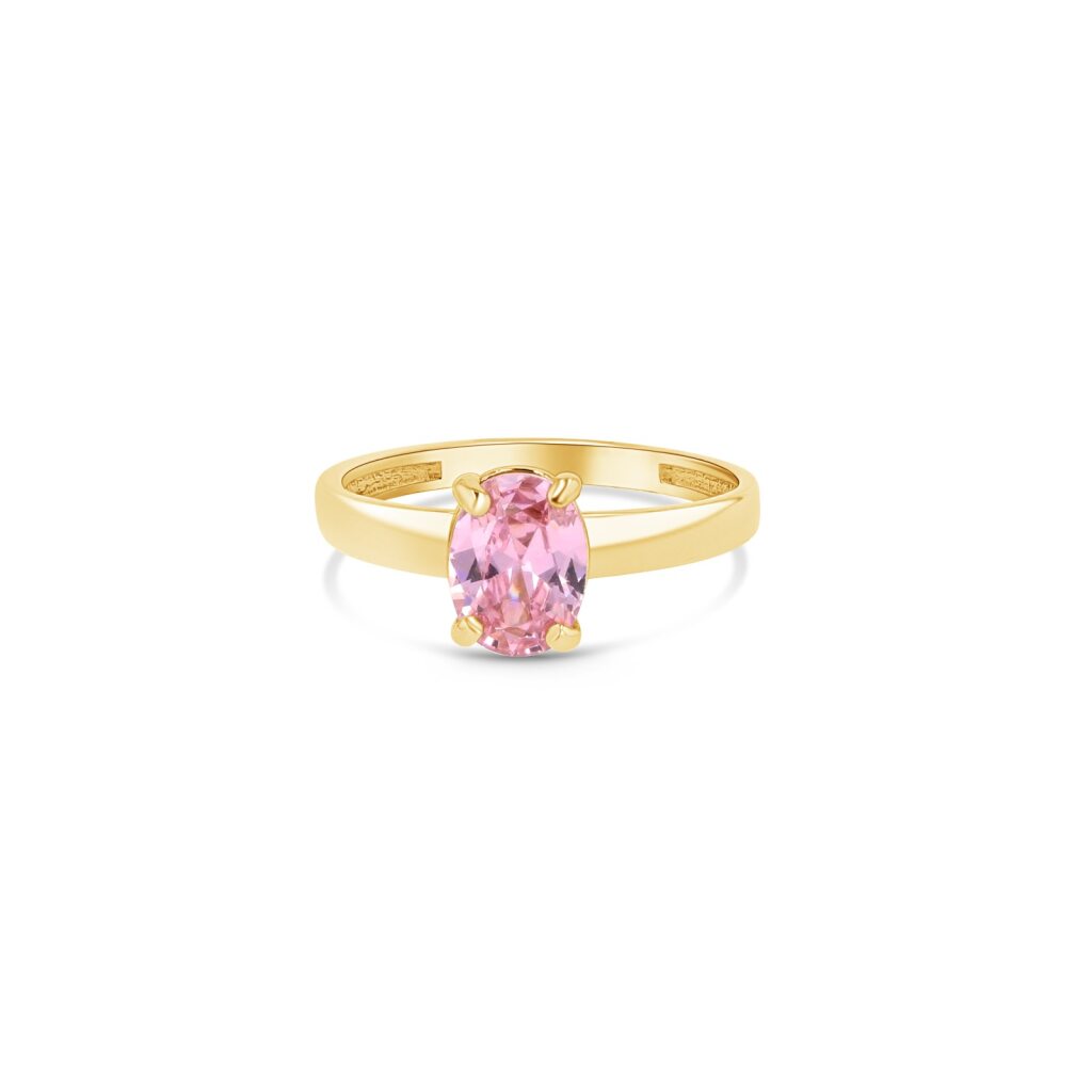 14K Gold Oval Birthstone Solitaire Ring