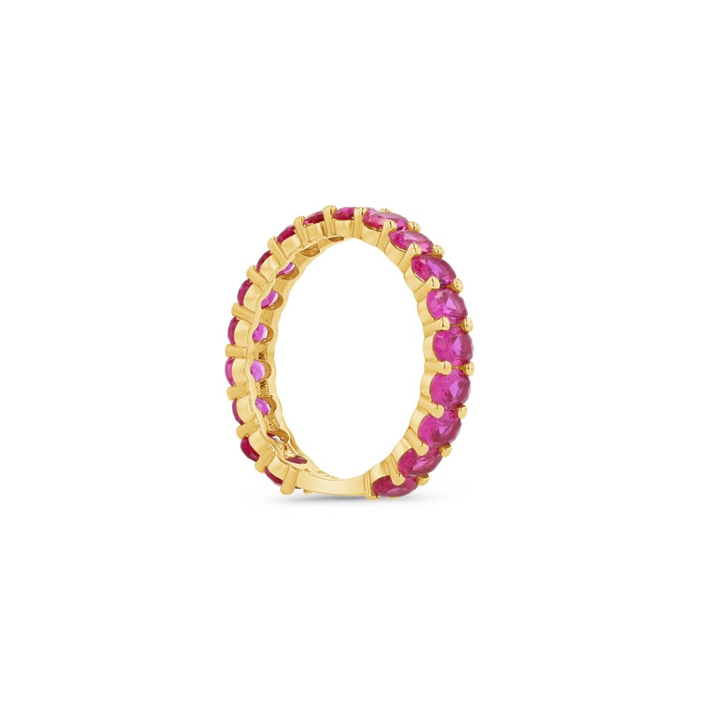 14K Gold Red Marquise Eternity Ring