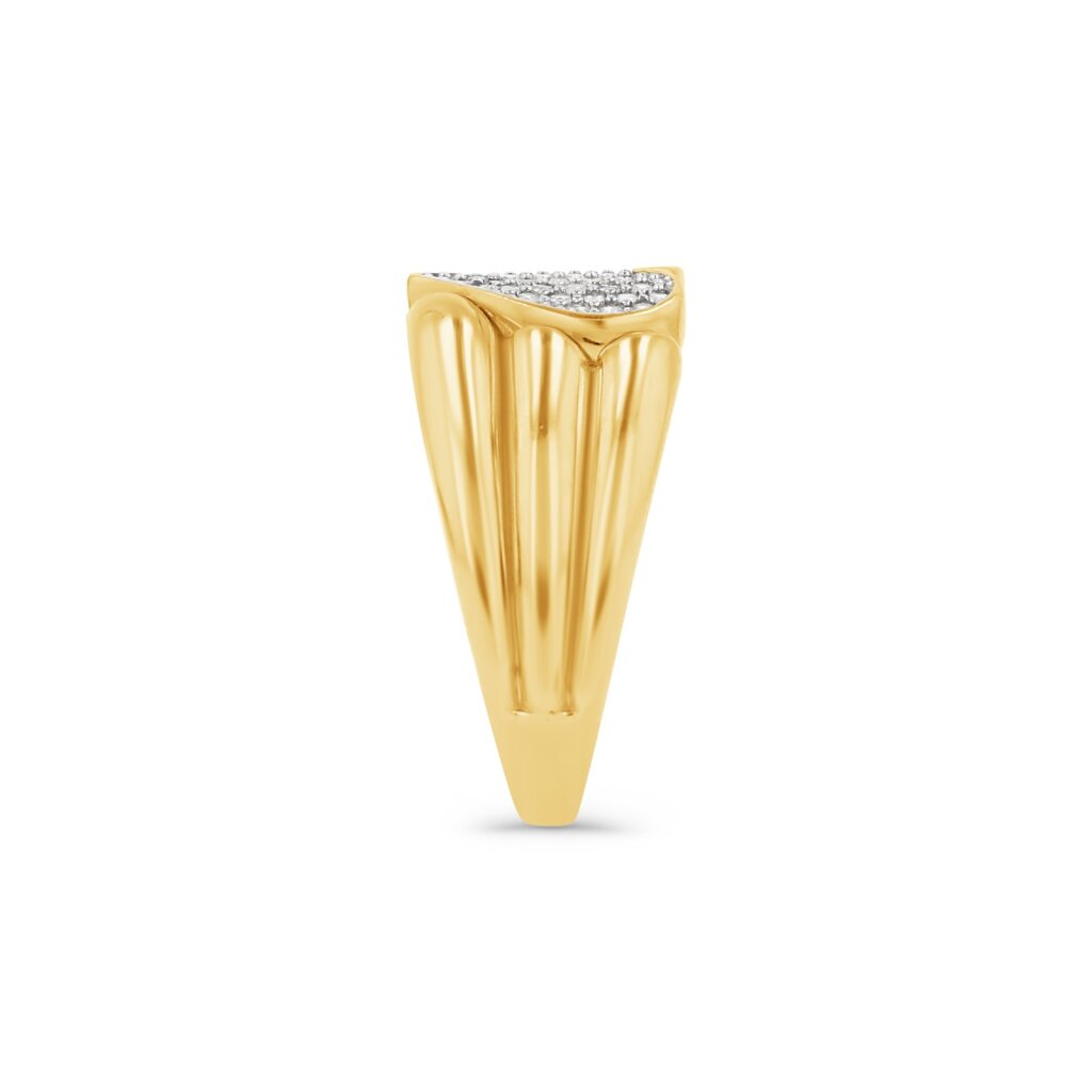 14K Two-Tone Pavé Heart Signet Ring