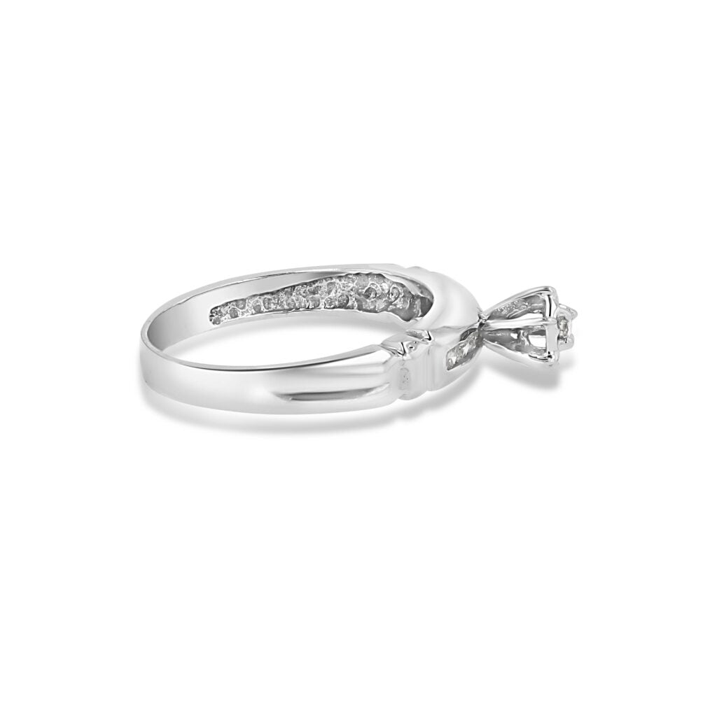 14K White Gold Antique Style Channel Engagement Ring