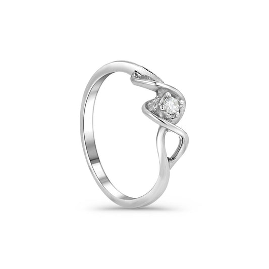 14K White Gold Intertwining Solitaire Ring
