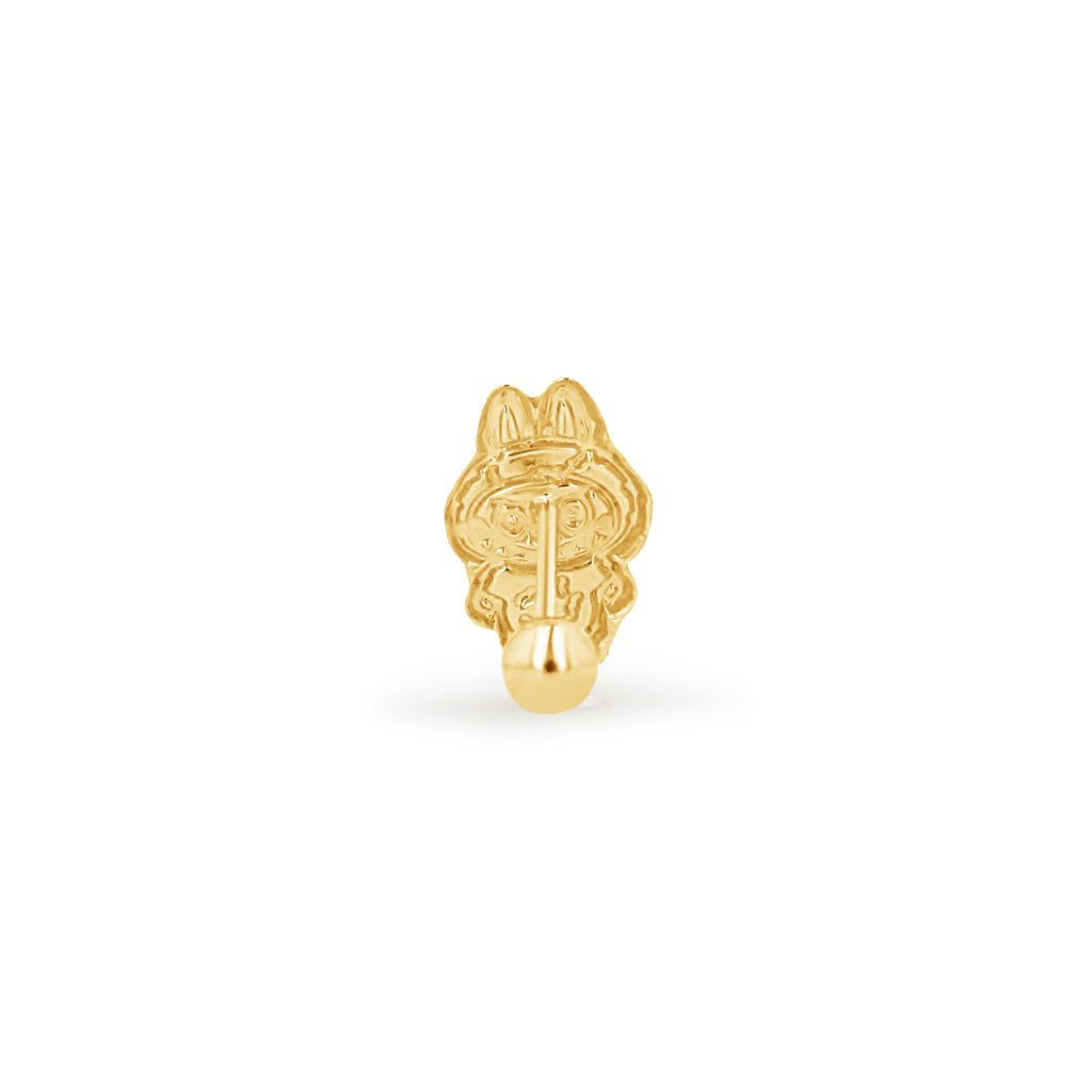14K Gold Labubu Earrings White