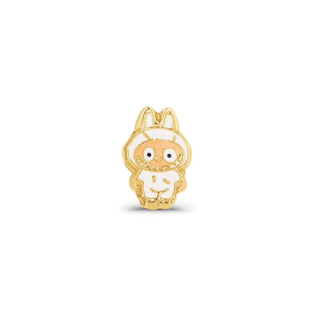 14K Gold Labubu Earrings White