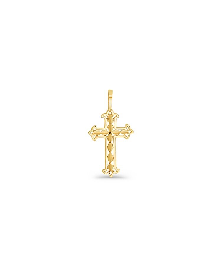 14K Gold Modern Cross Pendant
