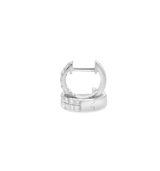 14K White Gold Diamond 2-Lane Pavé Huggies - 0.55 CTW