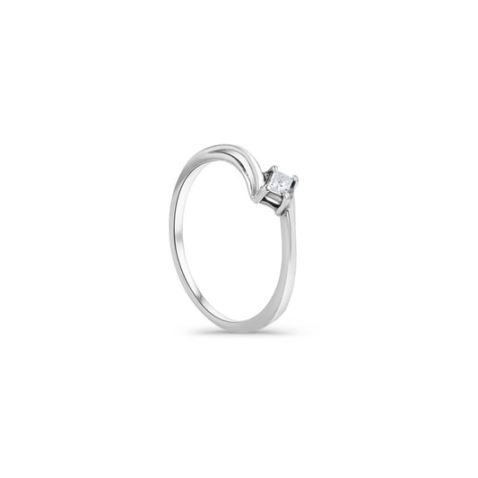 14K White Gold Dainty Princess Solitaire Ring