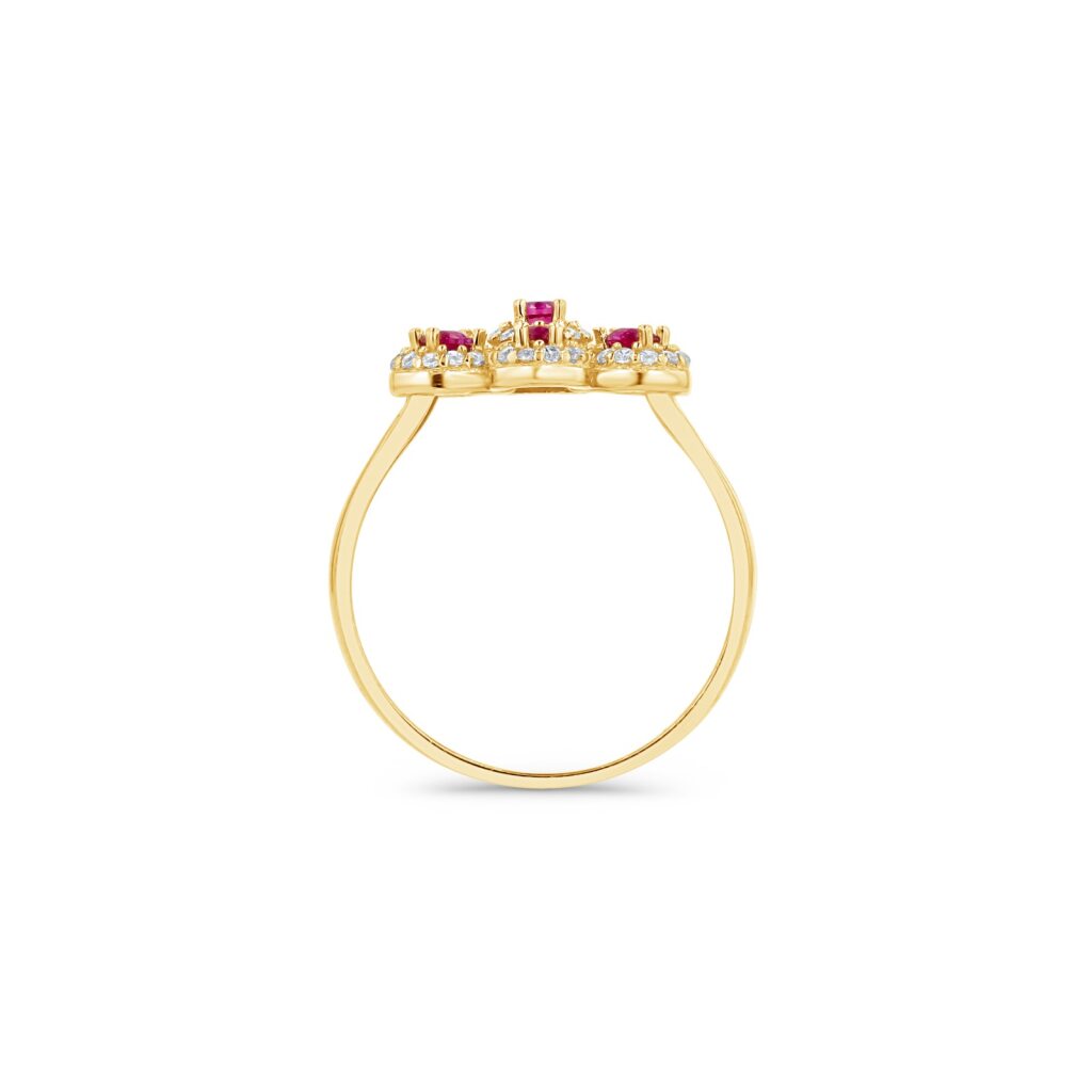 14K Gold Halo Flower Ring