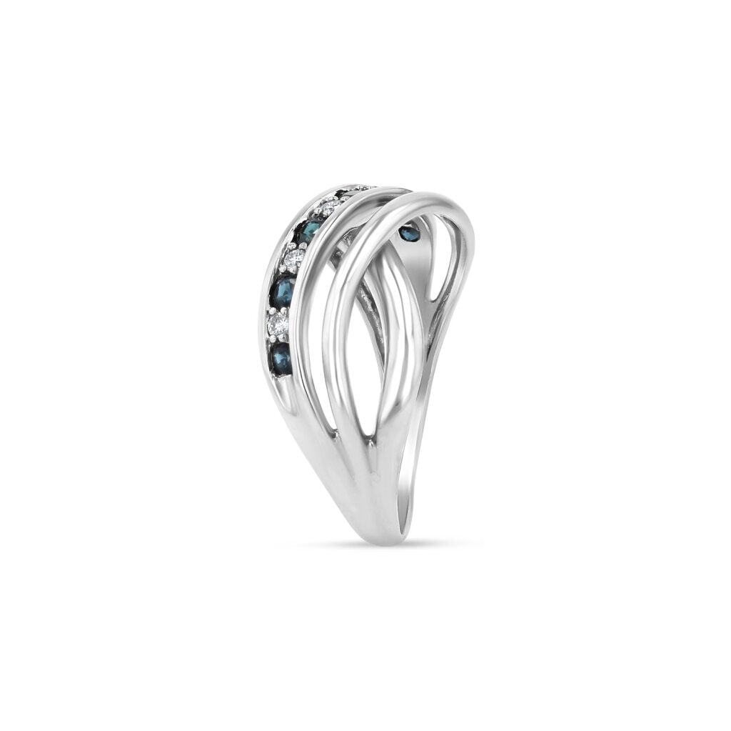 14K White Gold Alternating Channel Infinity Ring