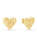 10k Nugget Heart Studs