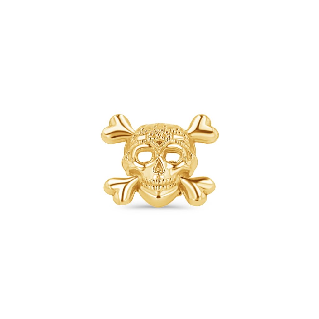10K Gold Skull & Bones Stud Earrings
