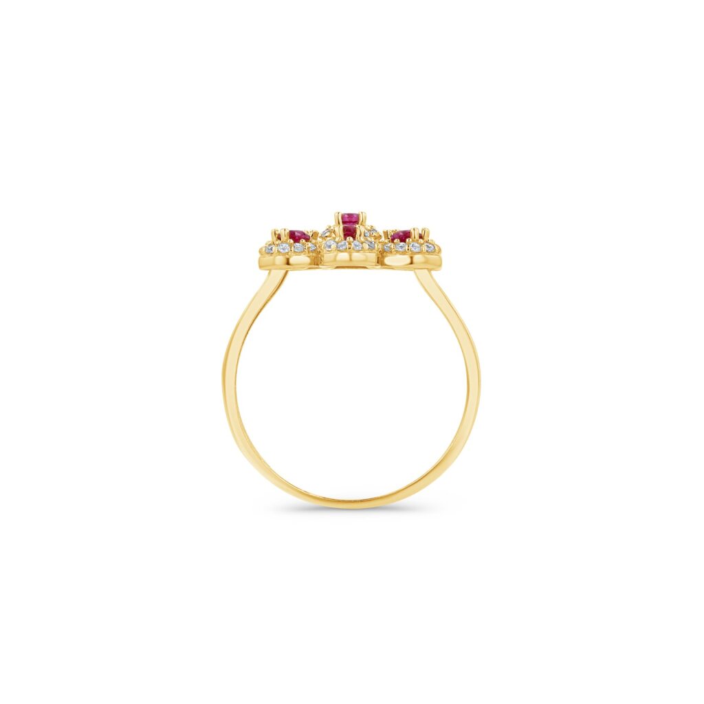 14K Gold Halo Flower Ring