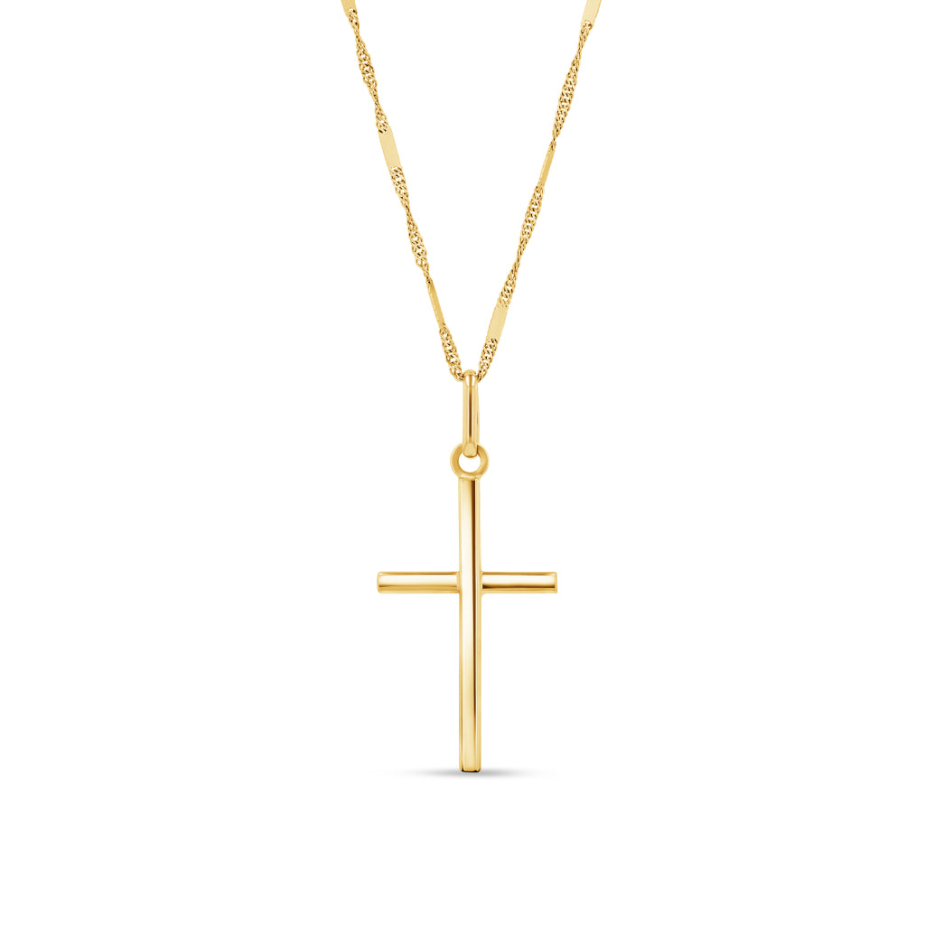 14K Gold Simple Polished Cross Pendant