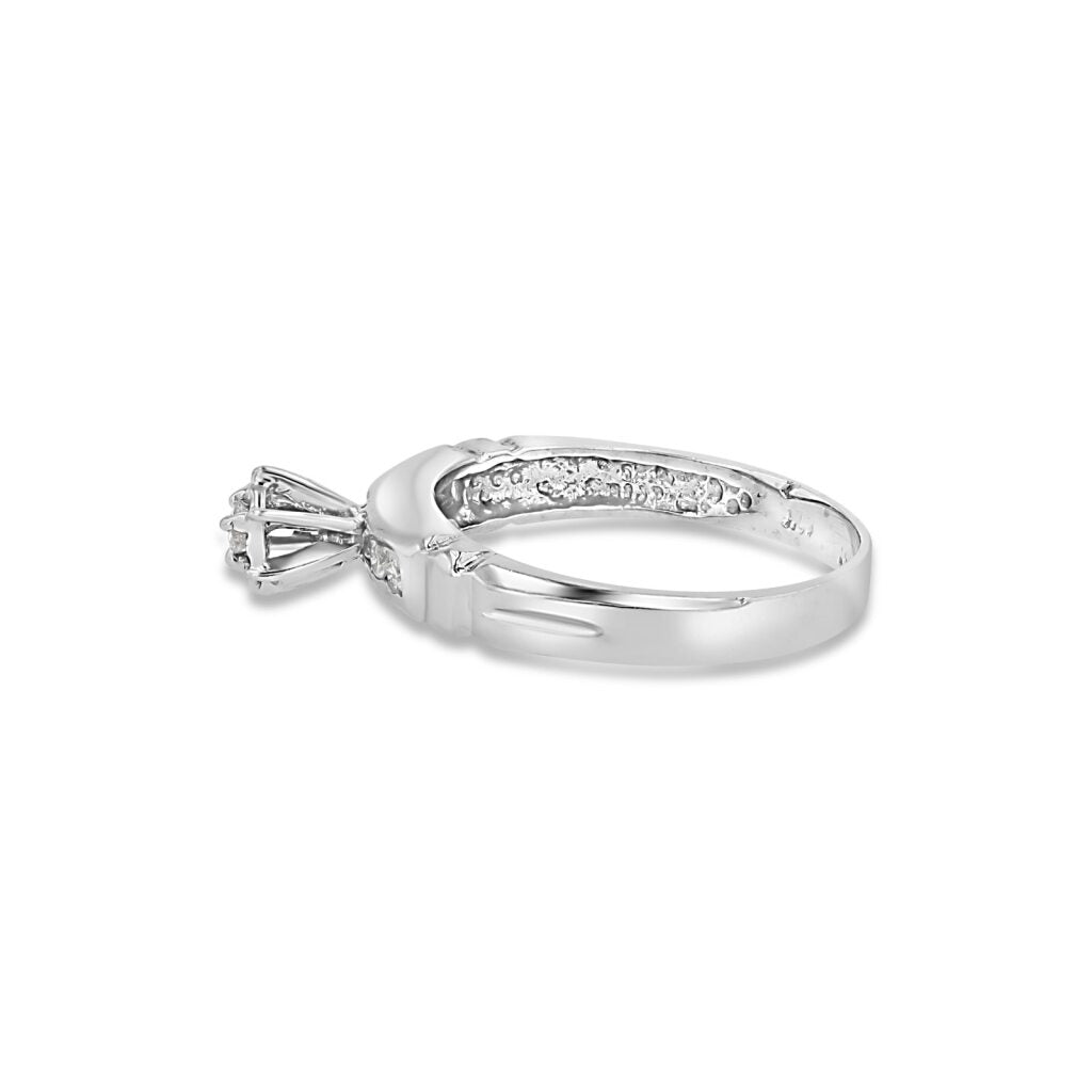 14K White Gold Antique Style Channel Engagement Ring