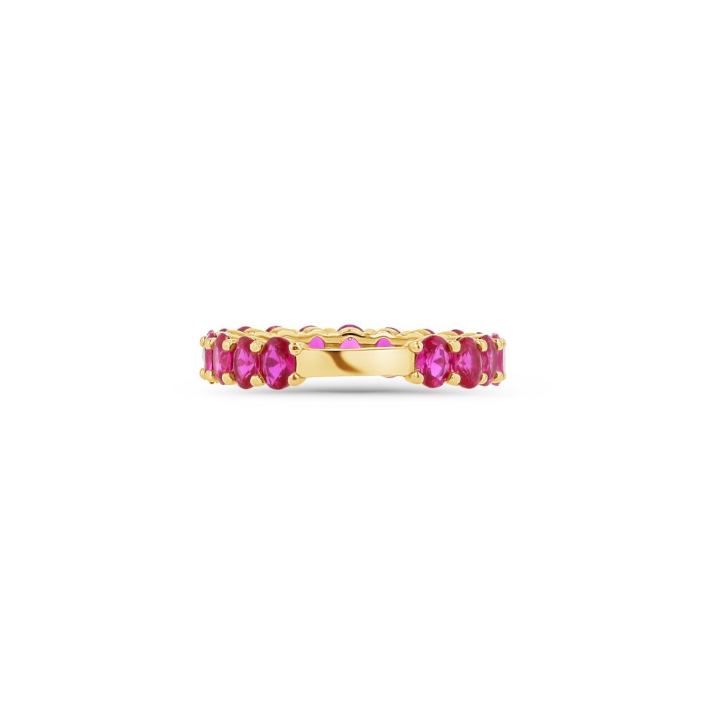 14K Gold Red Marquise Eternity Ring
